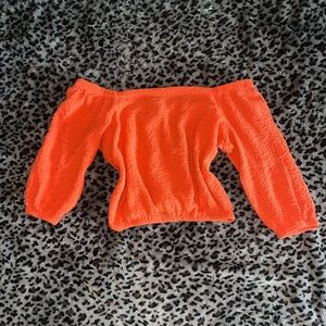 Orange off the shoulders cropped blouse